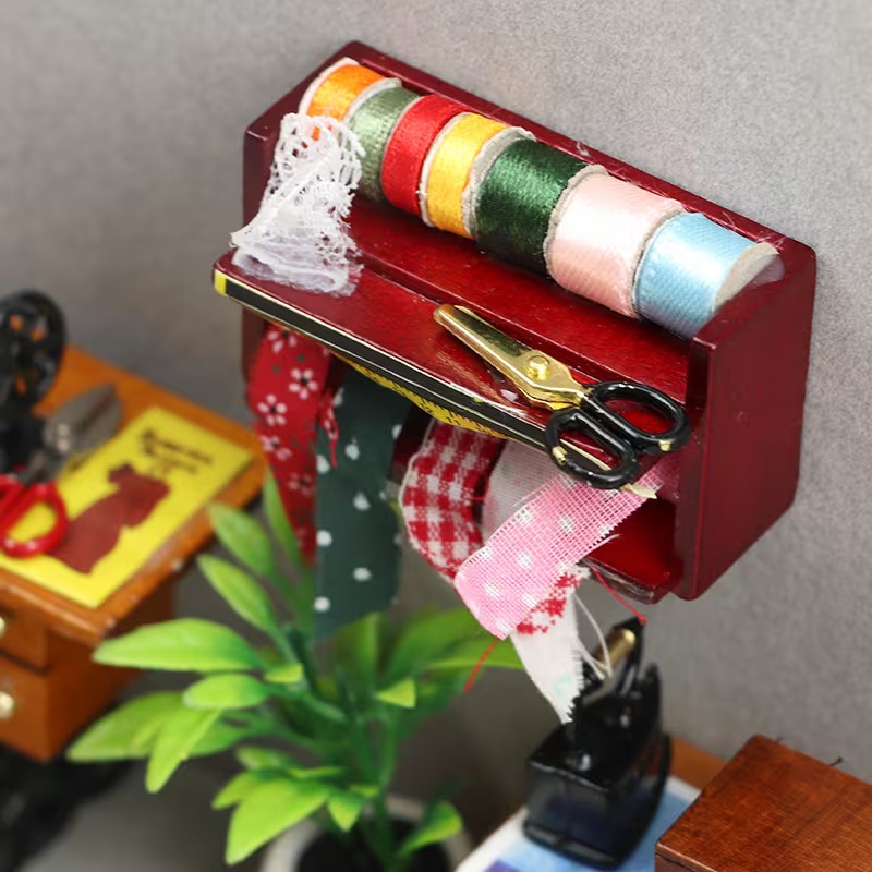 Dollhouse Mini Sewing Box with - огляд і ціна Wood Woodworking