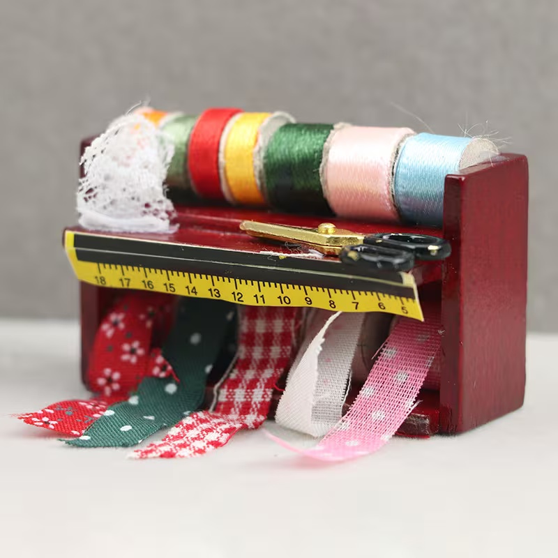 Dollhouse Mini Sewing Box with - огляд і ціна Wood Woodworking
