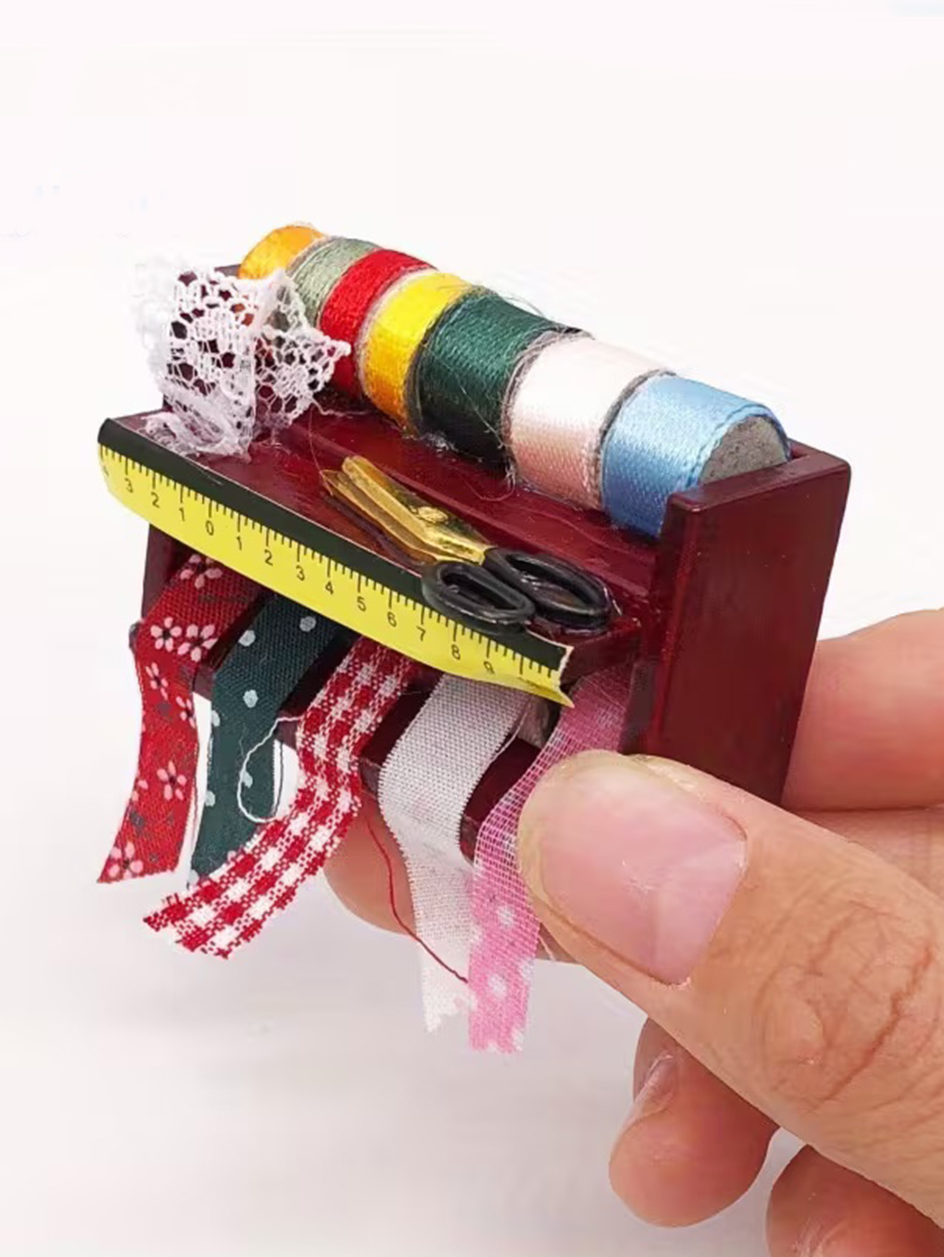 Dollhouse Mini Sewing Box with - огляд і ціна Wood Woodworking