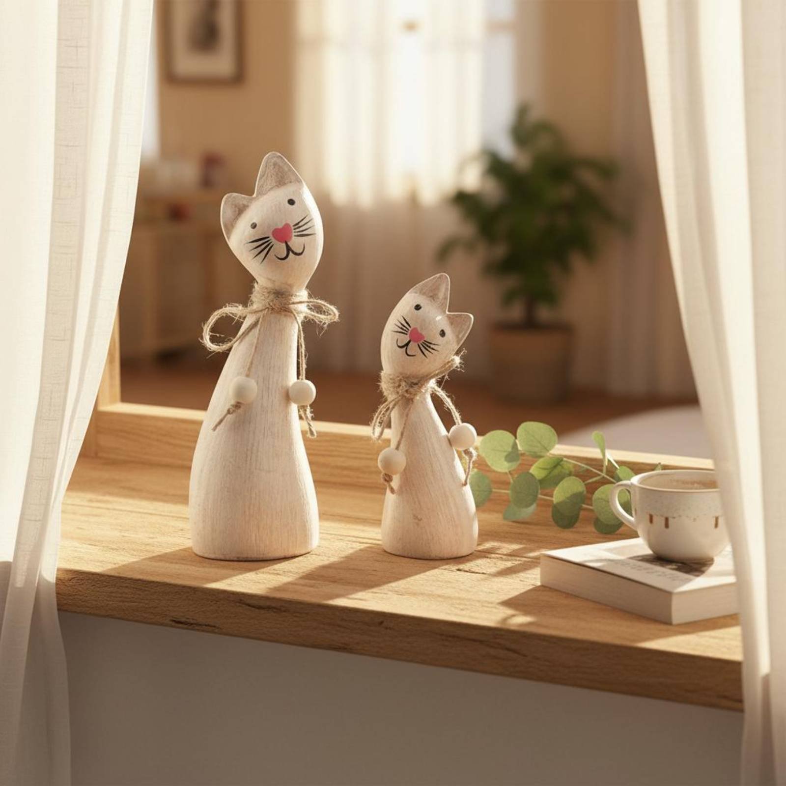 2 Pieces Couple Cat Statue Art - огляд і ціна Woodworking Artisans