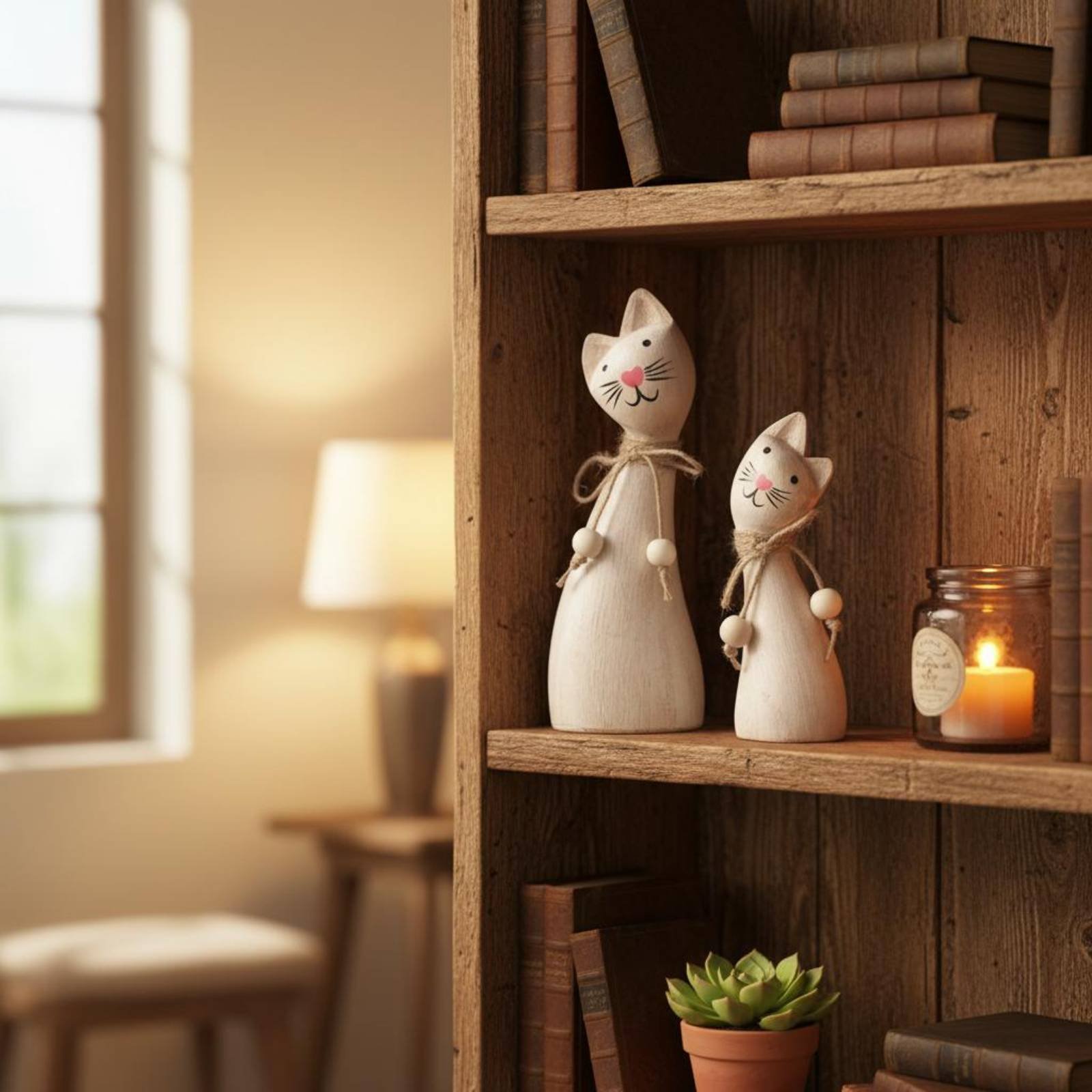 2 Pieces Couple Cat Statue Art - огляд і ціна Woodworking Artisans