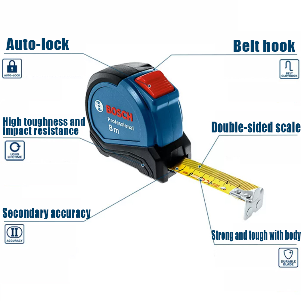 Bosch 8M Magnetic Steel Tape M - огляд і ціна Woodworking Definition